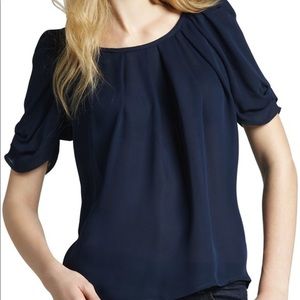 NWOT Joie Eleanor Silk Tie-Back Top, Navy, M